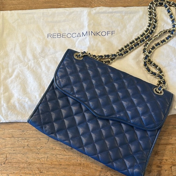 Rebecca Minkoff Large Quilted Leather Affair Bag  Blue Crossbody/Shoulder Bag - Picture 1 of 13